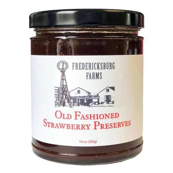 10 oz jar of strawberry preserves - oldfashioned style by Fredericksburg Farms.