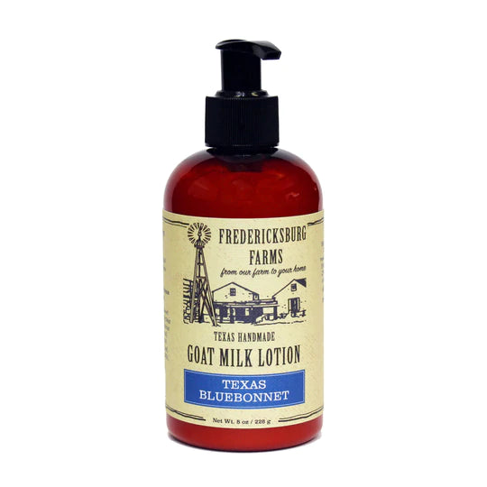 Goat Milk lotion 8 oz bottle wirth pump from Fredericksburg Farms Texas Bluebonnet