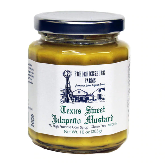 Jalapeno mustard - Texas sweet produced by Fredericksburg Farms 10 ounces