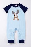 Baby romper with bunny on the chest - blue