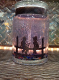 Gel candle by Branding Stove Candles with a kids on a fence cutout - large size